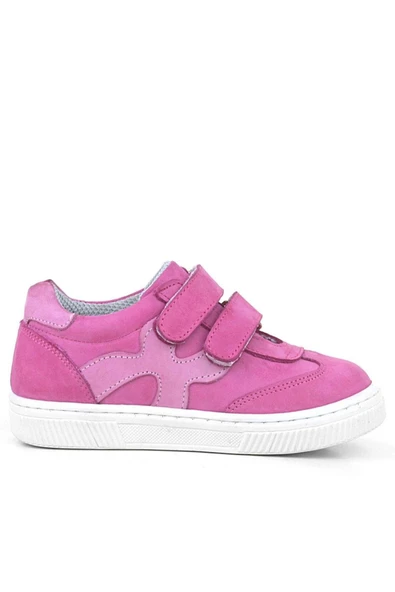 Rakerplus Hakiki Deri Fuşya Pembe Cırtlı Çocuk Spor Ayakkabı - 3