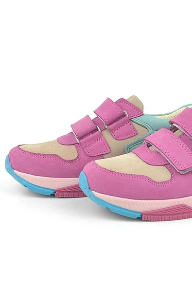Rakerplus Hakiki Deri Fuşya Pembe Çocuk Sneakers Spor Ayakkabı - Resim 7