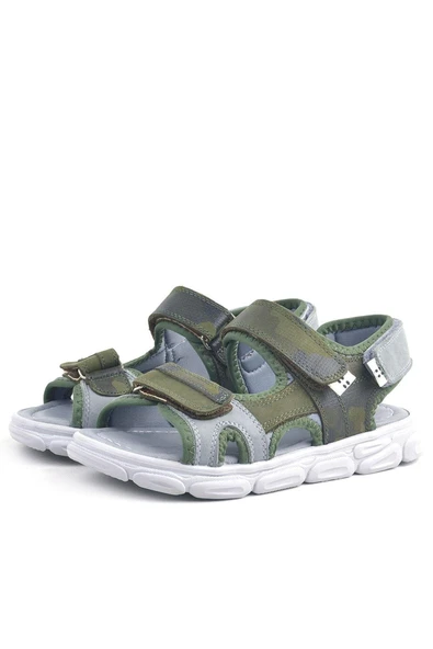 Rakerplus Wisps Hakiki Deri Haki Kamuflaj Çocuk Sandalet - Resim 5