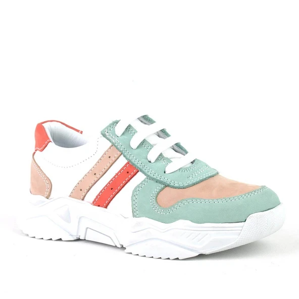 Rakerplus Hakiki Deri Yeşil Pembe Kız Çocuk Sneakers Ayakkabı ürün görseli