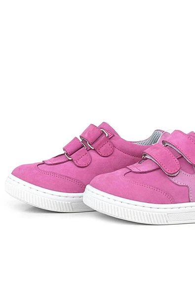 Rakerplus Hakiki Deri Fuşya Pembe Cırtlı Çocuk Spor Ayakkabı - 7