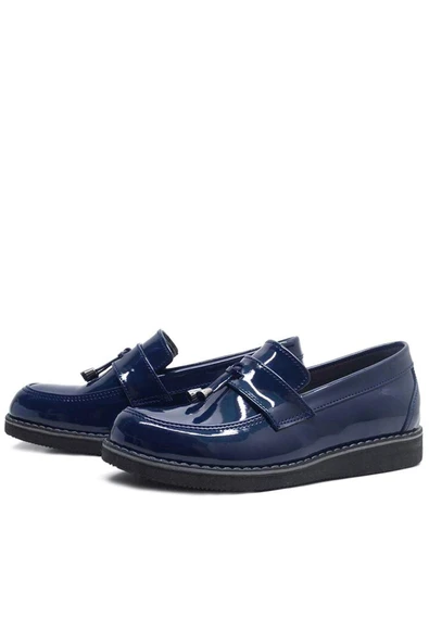Rakerplus Lacivert Rugan Loafer Çocuk Okul Ayakkabısı - 4