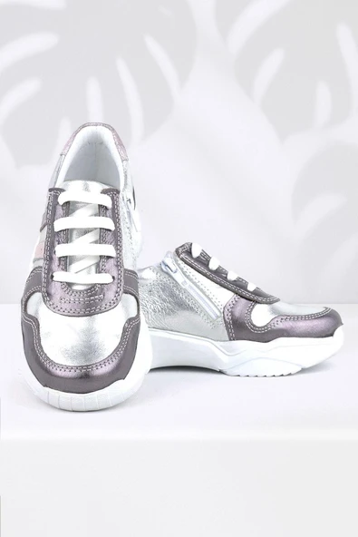 Rakerplus Hakiki Deri Platin Pembe Kalın Taban Kız Çocuk Sneakers Ayakkabı ürün görseli