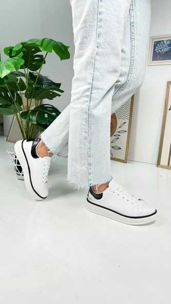 Günlük Kadın Sneaker Spor Ayakkabı Bağcıklı Rahat Hafif Kalın Tabanlı 525G - 3