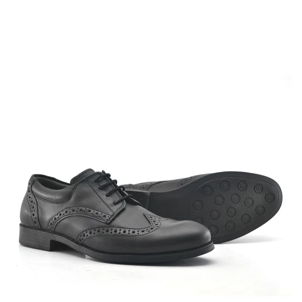 Rakerplus Titan Hakiki Deri Siyah Klasik Erkek Çocuk Ayakkabısı - Resim 4