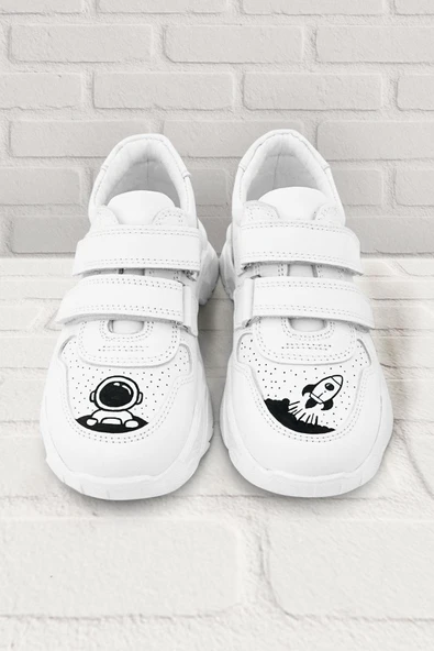 Rakerplus Tbons Özel Tasarım Hakiki Deri Beyaz Kız Çocuk Sneakers Ayakkabı ürün görseli