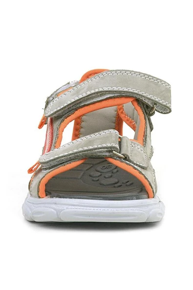 Hakiki Deri Kum Rengi Turuncu Çocuk Sandalet Ayakkabı - Resim 3