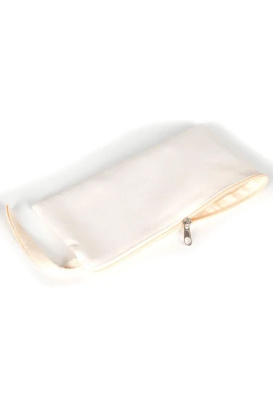 Rakerplus Krem 21x10 cm Fermuarlı Gabardin Kumaş Kalemlik - Resim 4