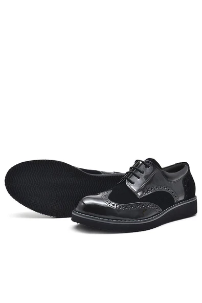 Rakerplus Hidra Siyah Rugan Bağcıklı Klasik Erkek Çocuk Okul Ayakkabı - 4