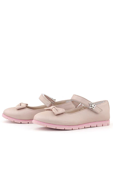 Rakerplus Pudra Fiyonklu Cırtlı Yıldızlı Kız Çocuk Babet - Resim 6