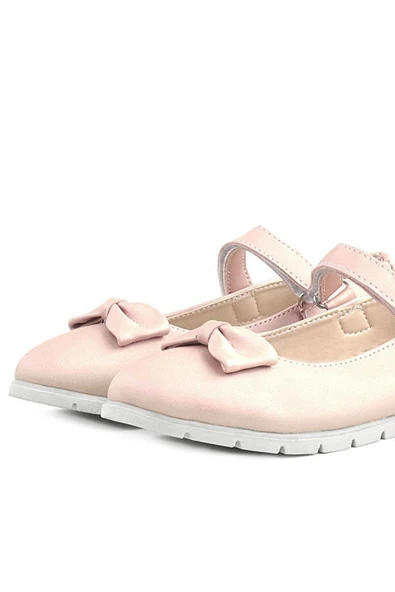Rakerplus Pudra Pembe Fiyonklu Cırtlı Kız Çocuk Babet Ayakkabı - Resim 7