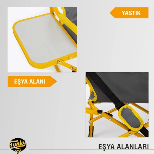 FUNKY CHAIRS Extra Katlanabilir XL Kamp Sandalyesi  Sarı - 3