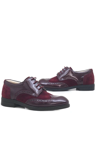 Rakerplus Titan Bordo Rugan Nubuk Bağcıklı Klasik Erkek Çocuk Ayakkabı - Resim 6