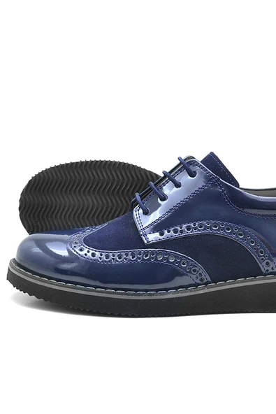 Rakerplus Hidra Lacivert Rugan Bağcıklı Erkek Çocuk Klasik Ayakkabı - Resim 5