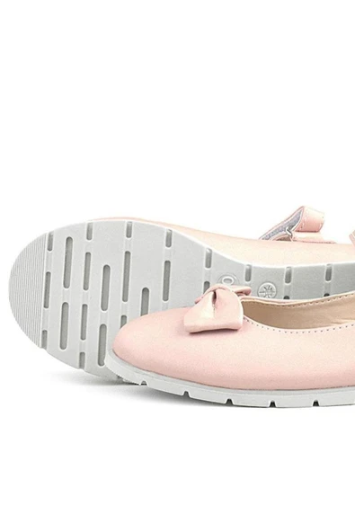 Rakerplus Pudra Pembe Fiyonklu Cırtlı Kız Çocuk Babet Ayakkabı - Resim 6