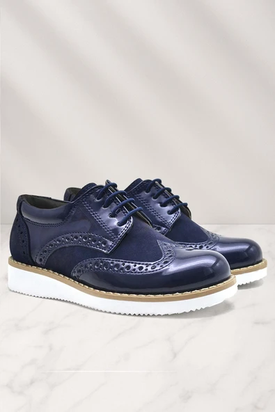 Rakerplus Hidra Lacivert Rugan Beyaz Yüksek Tabanlı Erkek Çocuk Klasik Ayakkabı ürün görseli