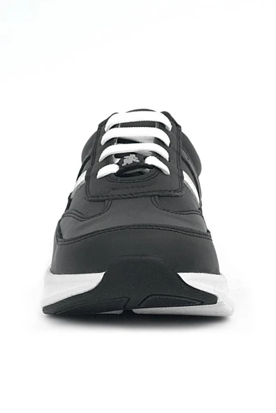 Rakerplus Hakiki Deri Anatomik Siyah Beyaz Bağcıklı Hafif Çocuk Spor Ayakkabı - Resim 4