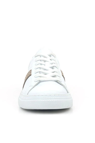 Hakiki Deri Beyaz Bakır Desenli Günlük Kadın Sneaker Ayakkabı - Resim 3