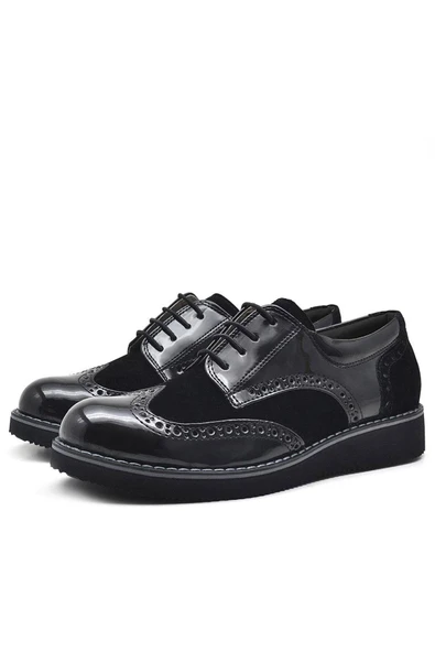 Rakerplus Hidra Siyah Rugan Bağcıklı Klasik Erkek Çocuk Okul Ayakkabı - 3