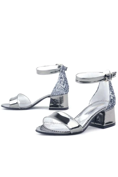 Elsa Platin Aynalı Kalın Topuklu Kız Çocuk Abiye Ayakkabı - Resim 6