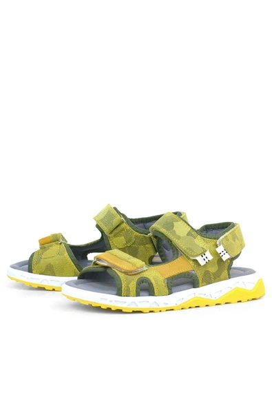 Rakerplus Hakiki Deri Sarı Cırtlı Çocuk Sandalet Ayakkabı - Resim 4