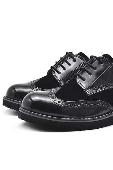 Rakerplus Hidra Siyah Rugan Bağcıklı Klasik Erkek Çocuk Okul Ayakkabı - 7