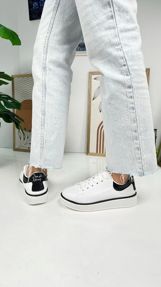 Günlük Kadın Sneaker Spor Ayakkabı Bağcıklı Rahat Hafif Kalın Tabanlı 525G