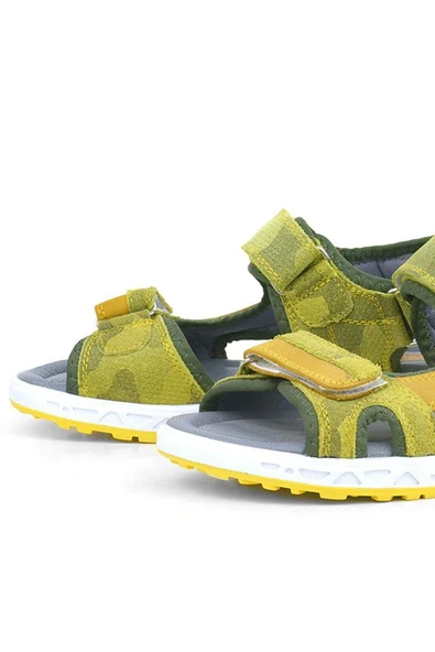 Rakerplus Hakiki Deri Sarı Cırtlı Çocuk Sandalet Ayakkabı - Resim 6