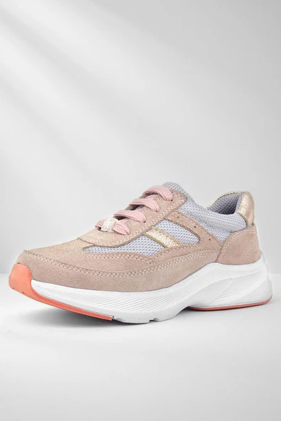 Rakerplus Hakiki Deri Anatomik Pudra Bağcıklı Hafif Çocuk Spor Ayakkabı ürün görseli