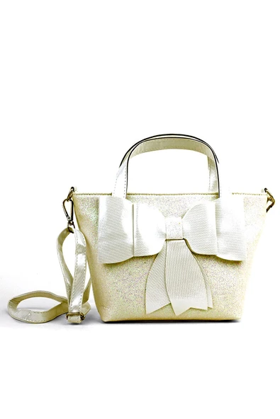 Kurdeleli Simli Gold Kız Çocuk Abiye Çanta - 4