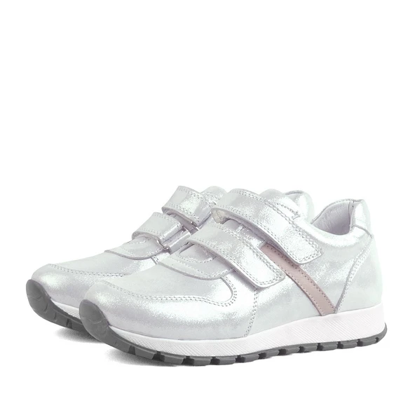 Rakerplus Hakiki Deri Gümüş Cırtlı Kız Çocuk Spor Ayakkabı - Resim 3