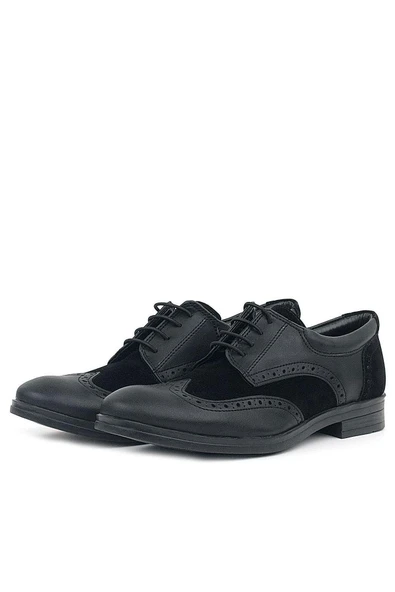 Rakerplus Titan Siyah Mat Bağcıklı Klasik Erkek Genç Ayakkabı - Resim 4