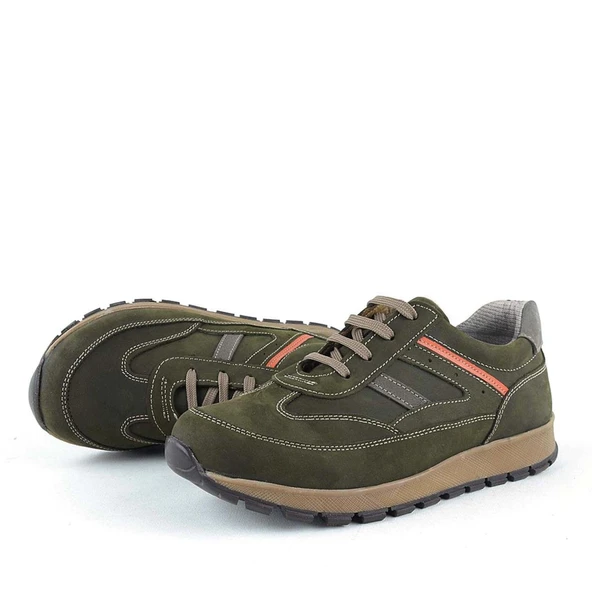 Rakerplus Hakiki Deri Haki Yeşil Erkek Çocuk Spor Ayakkabı - Resim 4