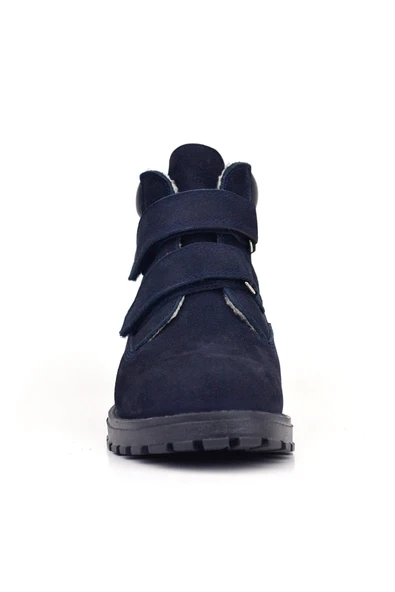 Rakerplus Neson Hakiki Deri Lacivert Nubuk Kürklü Cırtlı Çocuk Bot - 3