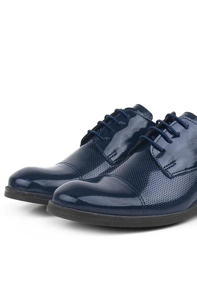 Rakerplus Lacivert Rugan Bağcıklı Çocuk Oxford Klasik Ayakkabı - Resim 7