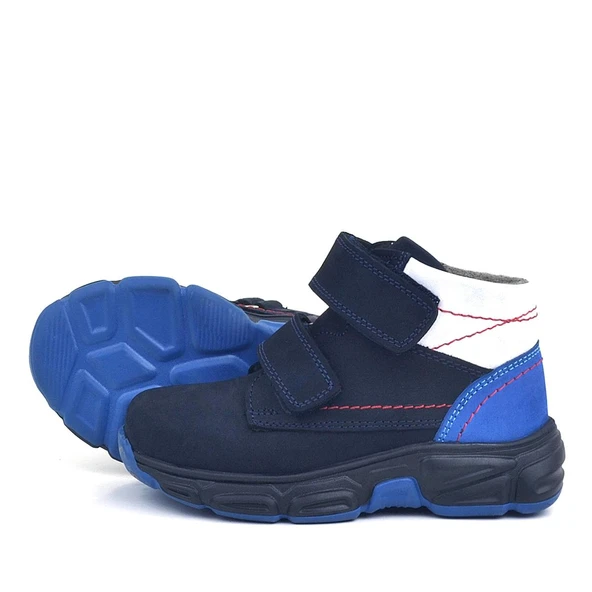 Rakerplus Hakiki Deri Lacivert Cırtlı Kürklü Çocuk Spor Bot - Resim 4