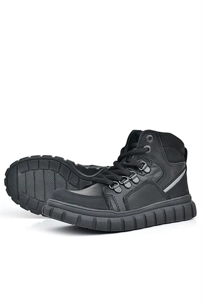 Rakerplus Hakiki Deri Siyah Fermuarlı Siyah Tabanlı Erkek Çocuk Bot - Resim 7