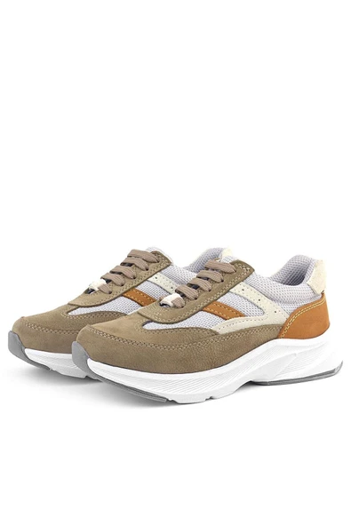 Rakerplus Hakiki Deri Anatomik Kum Rengi Bağcıklı Hafif Çocuk Spor Ayakkabı - 5