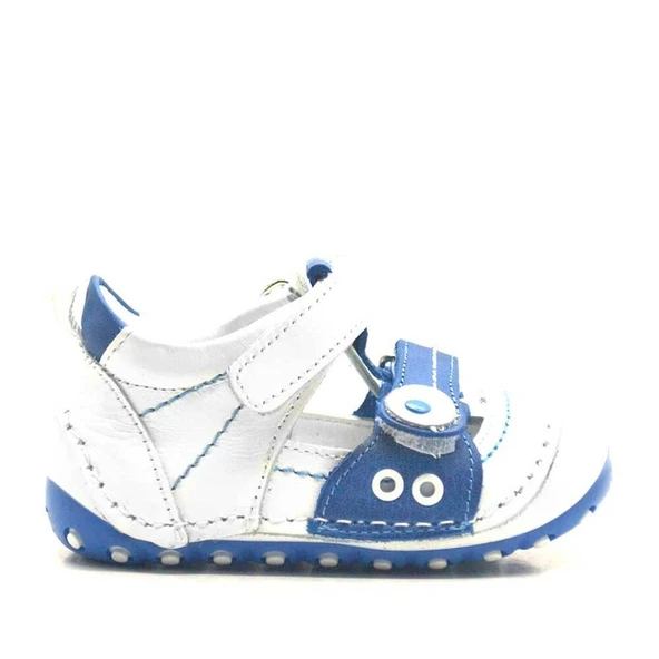 Nino Hakiki Deri Mavi Cırtlı Yazlık İlk Adım Ayakkabı - Resim 2