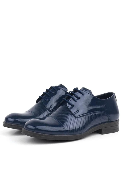 Rakerplus Lacivert Rugan Oxford Bağcıklı Klasik Çocuk Ayakkabı - Resim 5
