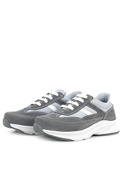 Rakerplus Hakiki Deri Anatomik Gri Bağcıklı Hafif Çocuk Spor Ayakkabı - 4