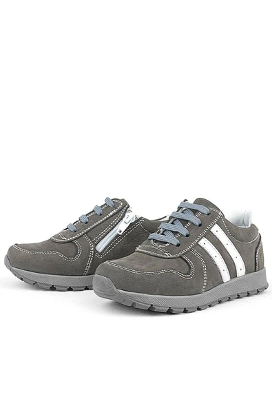 Rakerplus Deri Gri Fermuarlı Spor Ayakkabı Sneaker - 4