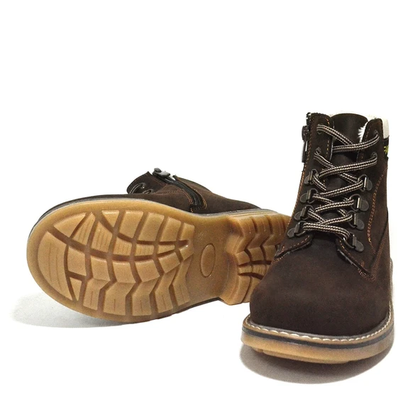 Rakerplus Hakiki Deri Kahverengi Fermuarlı Kışlık Çocuk Bot - 5