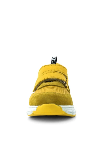 Hakiki Deri Sarı Cırt Cırtlı Çocuk Günlük Spor Ayakkabı - 4