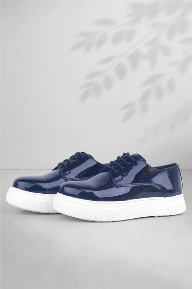 Rakerplus Derby Lacivert Rugan Beyaz Taban Çocuk Klasik Ayakkabı - Resim 9