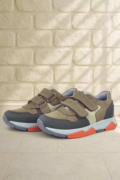 Rakerplus Hakiki Deri Kahverengi Çocuk Sneakers Spor Ayakkabı