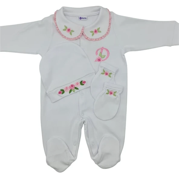İsimli Hastane Çıkışı 3 Lü Set Rococo Laruel Desenli Pembe - 3