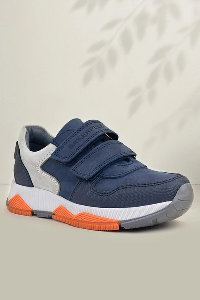 Rakerplus Hakiki Deri Lacivert Gri Çocuk Sneakers Spor Ayakkabı - 4