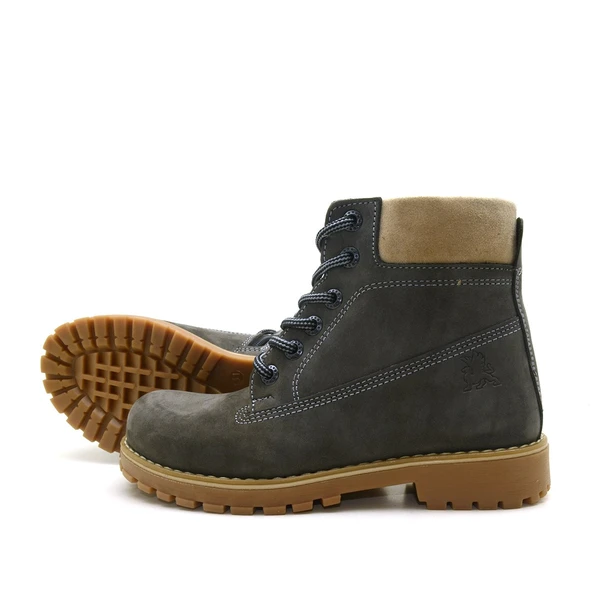 Rakerplus Neson Hakiki Deri Rahat Gri Fermuarlı Unisex Çocuk Bot - 5