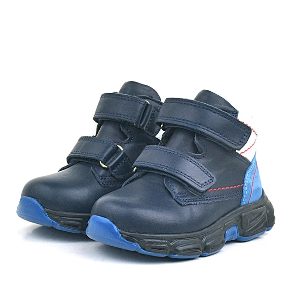 Rakerplus Hakiki Deri Lacivert Cilt Kürklü Bebek Spor Bot Ayakkabı - 3